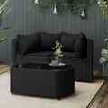 Poly-Rattan Sofa mit Kissen 2-Sitzer Garten Loungesofa Ecksofa Metall Polyester