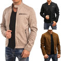 Jack & Jones Lederjacke Herren Jacke Bikerjacke PU Kunstleder Wildlederimitat