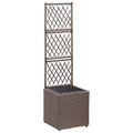 Hochbeet Mit Rankgitter 1 Topf 30X30X107 Cm Poly Rattan Grau