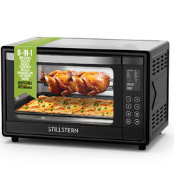 B-Ware Mini-Backofen mit Umluft (35 Liter) LED Display Innenbeleuchtung 1600W✔Krümelblech ✔Drehspieß ✔13 Auto-Programme ✔8 Std Timer