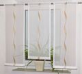 Scheibengardine 3 Teile Bistro Vorhang modern Voile weiß beige Wellen neu