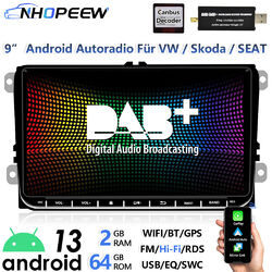 DAB+ 64G Carplay 9" Android Radio GPS Navi Für VW Golf 5 6 Polo 6R Passat Tiguan