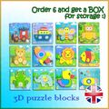 Buntes 3D-Holzpuzzle Puzzle Tier Lernen Kleinkind Kinder pädagogisches SET 6