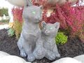 Gartenfigur, Katze mit Kind, Steinguss, Katzen, Statue,Tierfigur, Top Gartendeko