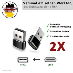 2x USB A auf USB C Adapter Ladeadapter Datenübertragung Stecker OTG Konverter