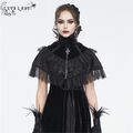 Eva Lady Women Black Gothic Punk Vintage Feather Deco Stand Collar Cape