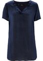 Kurzarm-Bluse Gr. 36 Dunkelblau Damenbluse Hemd Top Shirt Tunika Oberteil Neu