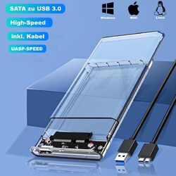 USB 3.0 Festplattengehäuse Externes Gehäuse Festplatte 2.5 Zoll SATA SSD HDD✅  BLITZVERSAND ✅ DE-HÄNDLER ✅ HIGH-SPEED ✅
