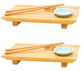 2x Japanisches Sushi Brett - 27x16x4 Bambus Platten Set - Teller mit Schälchen