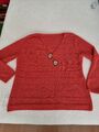  leichter weicher orange-roter Strick Pullover aus Bändchengarn Gr. M 40