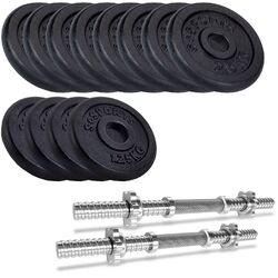 ScSPORTS® Kurzhantel Set 30 kg 30mm Kurzhantelset Gusseisen Hantelset Gewichte⭐⭐⭐⭐⭐8x2,5 kg, 4x1,25 kg✔️2 Kurzhantelstangen✔️Chrom✔️