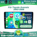 9'' DAB+Car Play Für Toyota Avensis 2002-2008 Autoradio Android 14 GPS QLED 128G