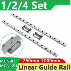 1/2/4 Set 250mm-1000mm MGN9H MGN12H MGN15 Linearführung Linearschienen mit Block