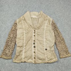 Elisa Cavaletti Gewebte Jacke Größe L Ausgewaschene Beige Baumwolle Leicht Top L