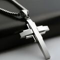 Anhänger Kreuz Silber mit Halskette Kreuzkette 50cm Edelstahl Herren Kette Damen