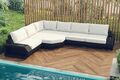 Rattansofa Gartenmöbel Couch Rattan Relaxecke Sofa Beige Möbel ASTI L Form lang