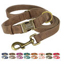 Hundehalsband Und Leine Set Personalisiert Leder Halsband Mit Namen Gravur XS-L