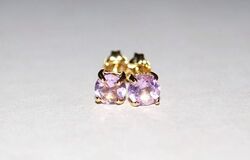 Neu 14k gelbvergoldet versilbert 5 mm Amethyst Ohrstecker 0,925 1,00 cttw