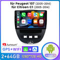 2+64G Android 13 Autoradio Carplay GPS Navi SWC FM Für Peugeot 107 Toyota Aygo 1