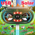 Solar Tiervertreiber Ultraschall Abwehr Marder Katzen Hunde Abwehr Schreck USB