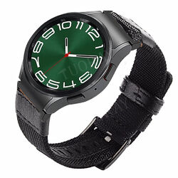 Nylon Leder Armband für Samsung Galaxy Watch 6 4 Classic 5 Pro 6 7 FE 40mm-47mm