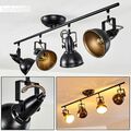 Flur Strahler schwarz-gold Retro Wohn Schlaf Raum Leuchte 4-flammig Decken Lampe