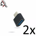 2x Adapter OTG USB 3.0 USB A Buchse auf USB C Typ C Stecker Samsung Kurz Schwarz