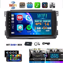 DAB+ 2+64G Android 14 Autoradio Für Smart Fortwo 451 2005-10 Carplay GPS RDS BT