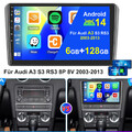 8 Core 6+128G Autoradio Android 13 GPS Navi 4G LTE WIFI Für Audi A3 S3 RS3 8P 8V