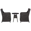 3-tlg. Garten-Bistro-Set mit Auflagen Poly Rattan Schwarz