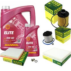 MANN-FILTER Inspektionspaket 6 L MANNOL 5W-40 Elite passend für Opel Astra J