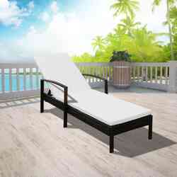 Garten Sonnenliege mit Auflage Poly Rattan Relaxliege Gartenliege Strandliege