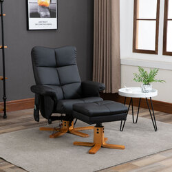 HOMCOM Relaxsessel mit Liegefunktion Massagesessel mit Fußhocker