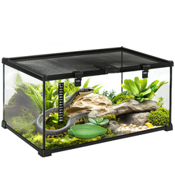 Terrarium für Reptilien Glasterrarium mit Thermometer Metall