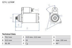 Bosch 0986020780 Starter für Audi Skoda VW Seat A2 Fabia I Limo Combi 2002-2005