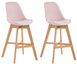 2er Set Barhocker Cannes Samt mit Lehne 4-Fuß Barstuhl Tresenhocker Hocker