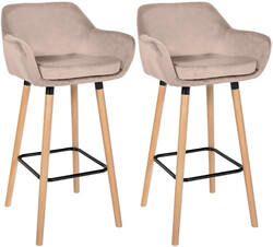 2er Set Barhocker Grant Samtbezug mit Lehne Barstuhl Tresenhocker