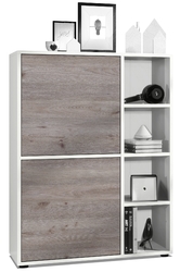 Highboard Sideboard Kommode Schrank Regal Cuba Weiß, Hochglanz & Naturtöne