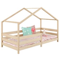 Hausbett Montessori Bett 90 x 200 Kinderbett Rausfallschutz Kiefer