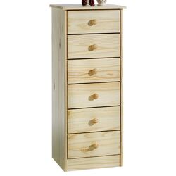 Kommode Hochschrank mit 6 Schubladen Highboard Kiefer massiv lackiert