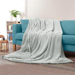 Kuscheldecke Sherpa Fleece Melange Optik grau weiß Wohndecke Ottawa aqua-textil