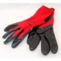 MAUK (12 Paar) Handschuhe Polyester Rot 13g, schwarz Nitril beschichtet 45g Größe 9"