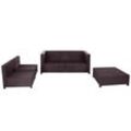 Poly-Rattan-Garnitur Gela, Gartengarnitur Sitzgruppe Lounge-Set Sessel Sofa, Alu braun