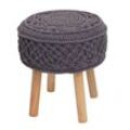 Sitzhocker MCW-J43, Strickhocker Hocker Fußhocker, 45x41cm rund Makramee/Strick Stoff/Textil ~ dunkelgrau