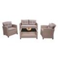 XXL Poly-Rattan Garnitur MCW-F10, Balkon-/Garten-/Lounge-Set Sitzgruppe, Sofa Sessel mit Kissen Spun Poly ~ grau-braun