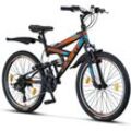 Licorne Bike Strong V Premium Mountainbike in 24 und 26 Zoll - Fahrrad für Jungen, Mädchen, Damen und Herren - Shimano 21 Gang-Schaltung - Vollfederung