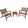 Garden Pleasure Sitzgruppe Sonora, braun Kunststoff, Holz, 3-teilig