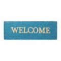 relaxdays Kokosmatte Welcome blau 25,0 x 75,0 cm