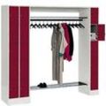 CP Garderobe mit Schließfächern Serie 8070 lichtgrau, rubinrot 80730-00 S10004, 15 Schließfächer 210,0 x 48,0 x 195,0 cm