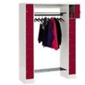 CP Garderobe mit Schließfächern Serie 8070 lichtgrau, rubinrot 80710-00 S10007, 10 Schließfächer 143,0 x 48,0 x 195,0 cm